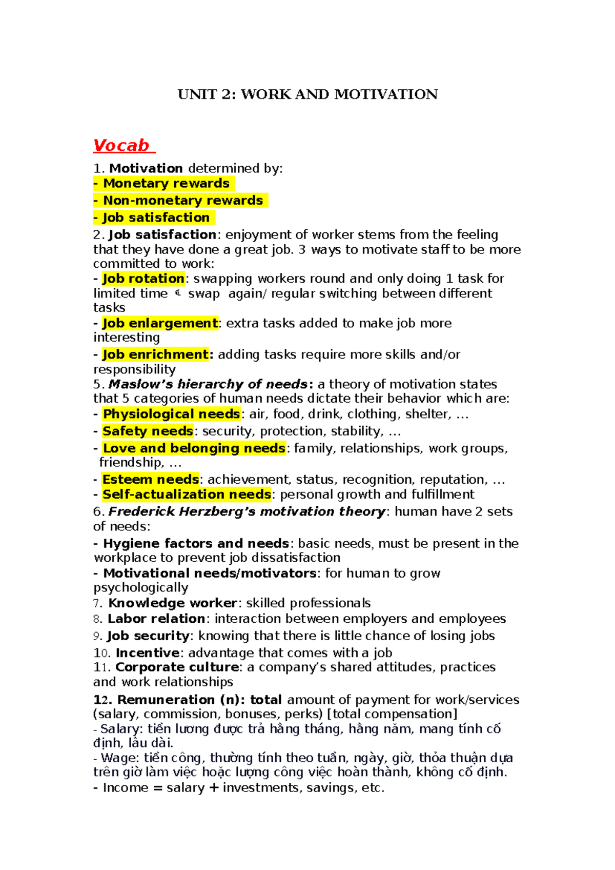 UNIT 2: WORK AND MOTIVATION - Key Concepts and Theories - Studocu