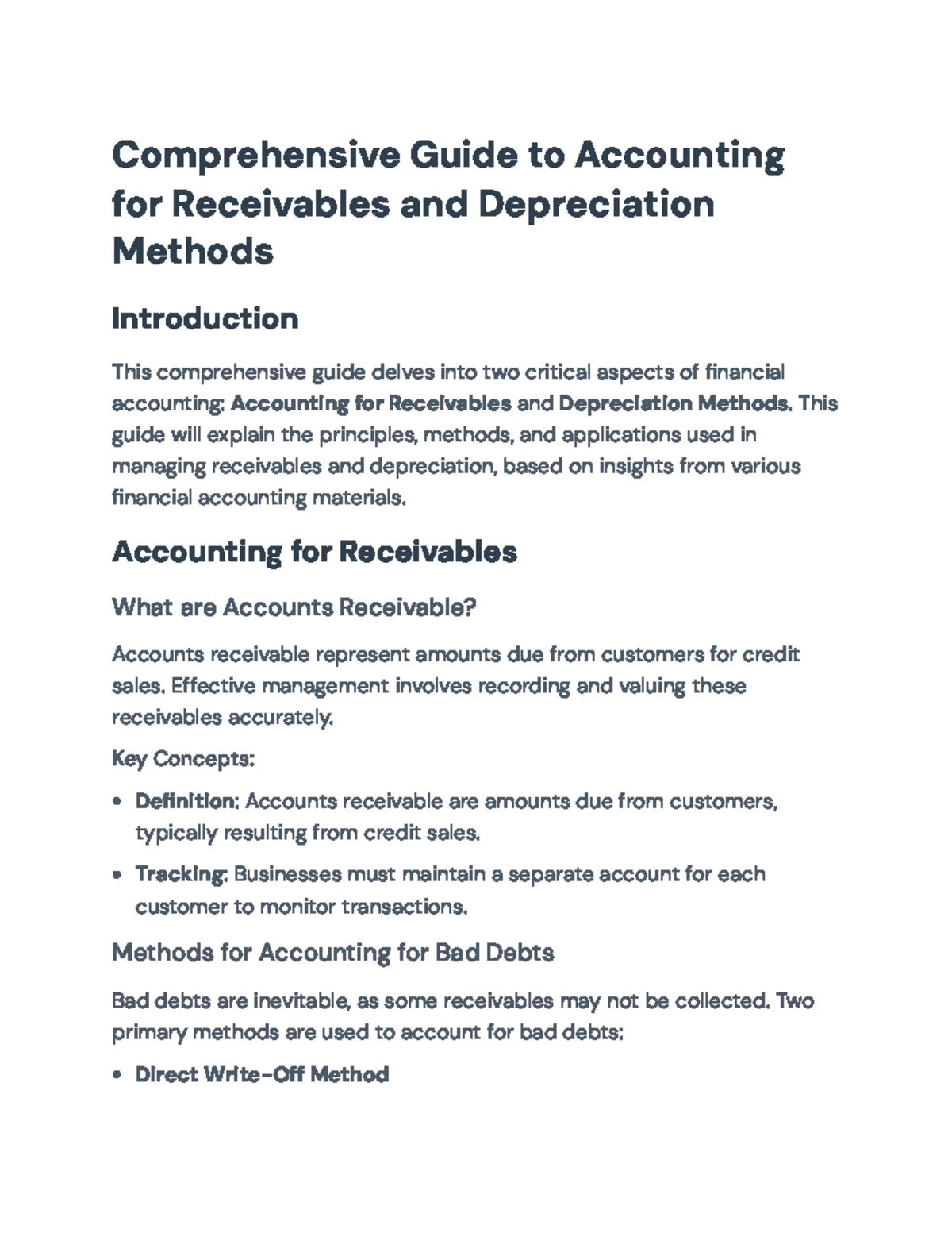 Study Guide for Final Exam: Fixed Assets & Depreciation (ACCT 101 ...