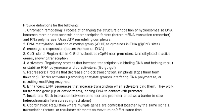 Chapter 17 Study Guide: Gene Regulation & RNAi Concepts - Studocu