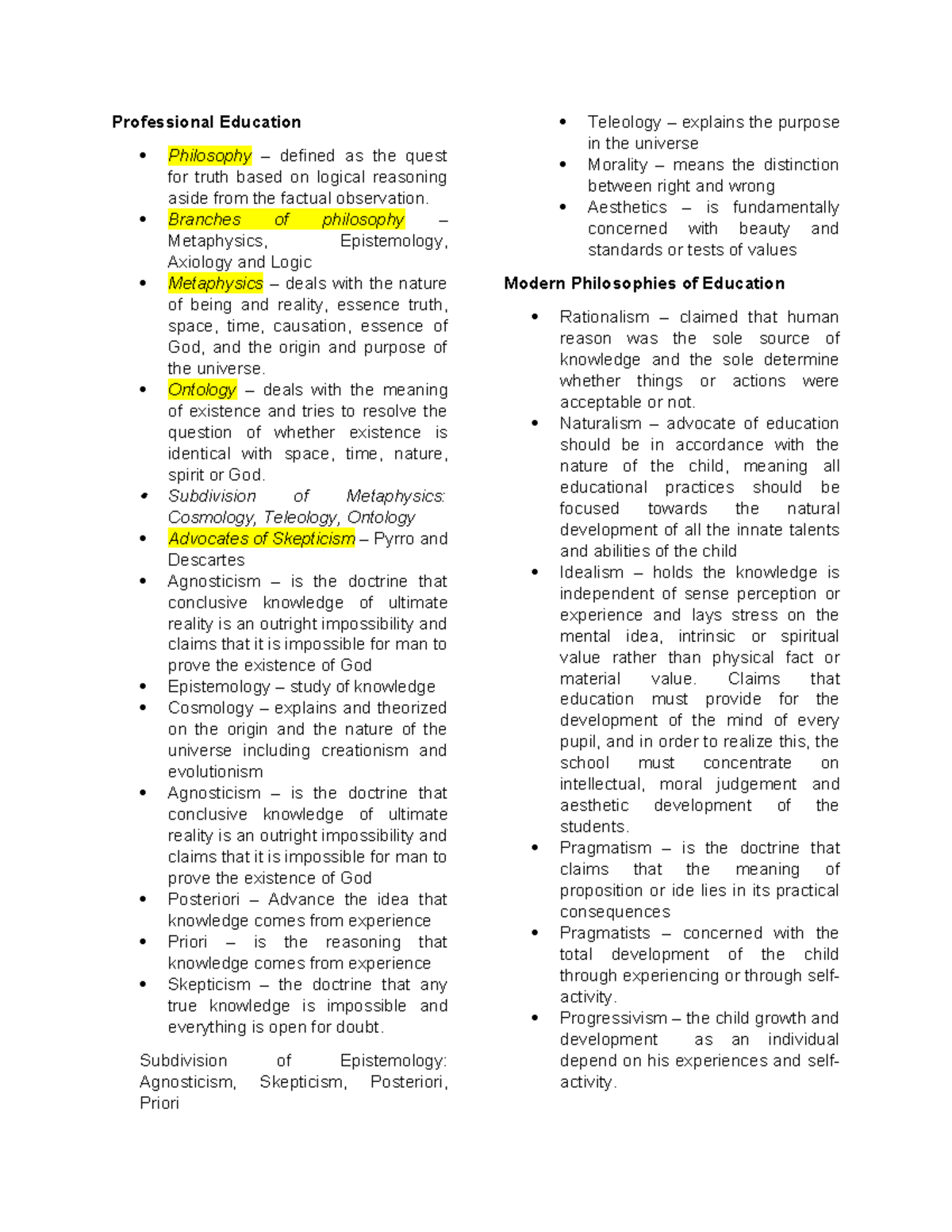 Professional Education Philosophy: Key Concepts and Theories Overview ...