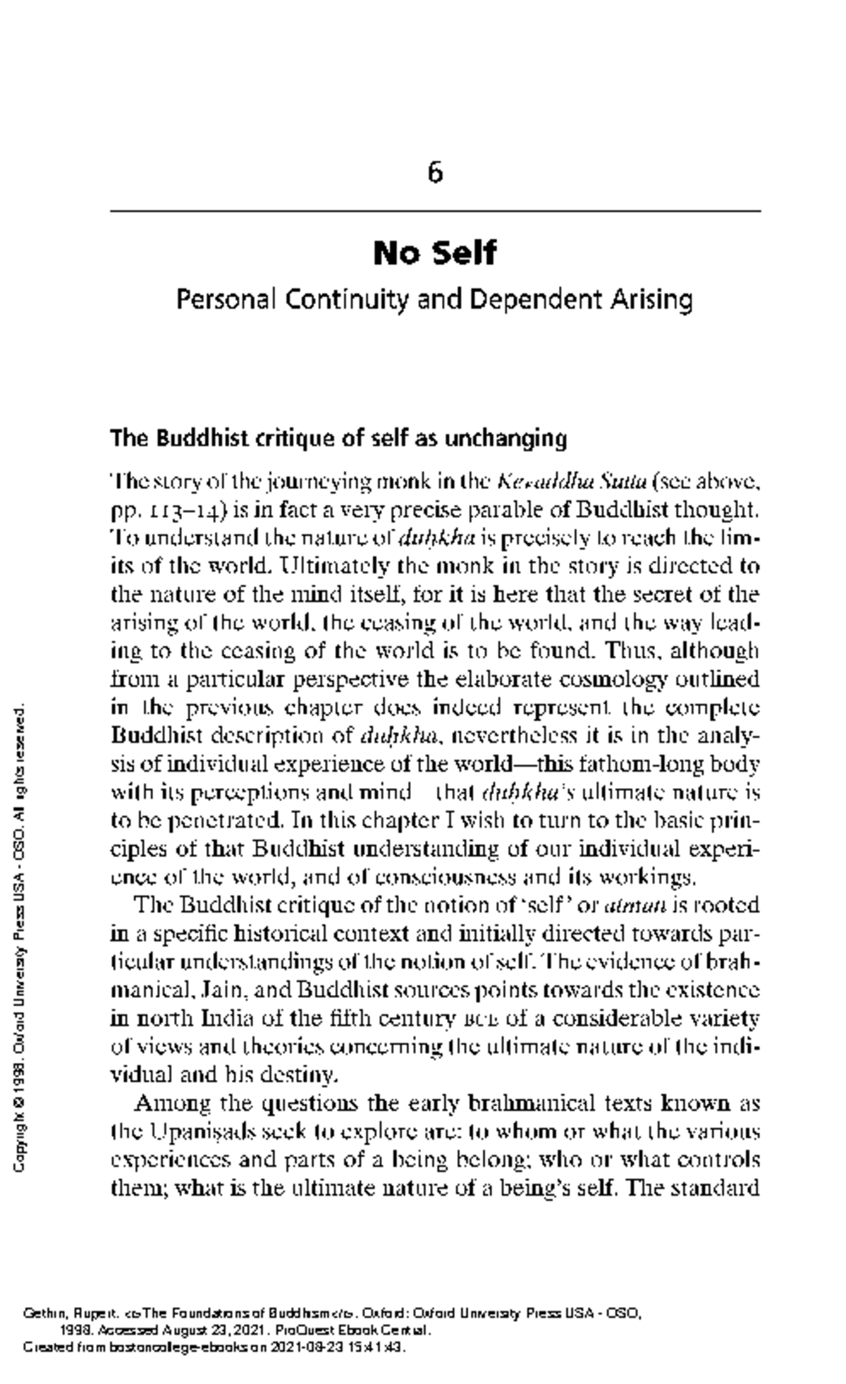 Gethin Ch. 6 No Self - No Self - No Self Personal Continuity and ...