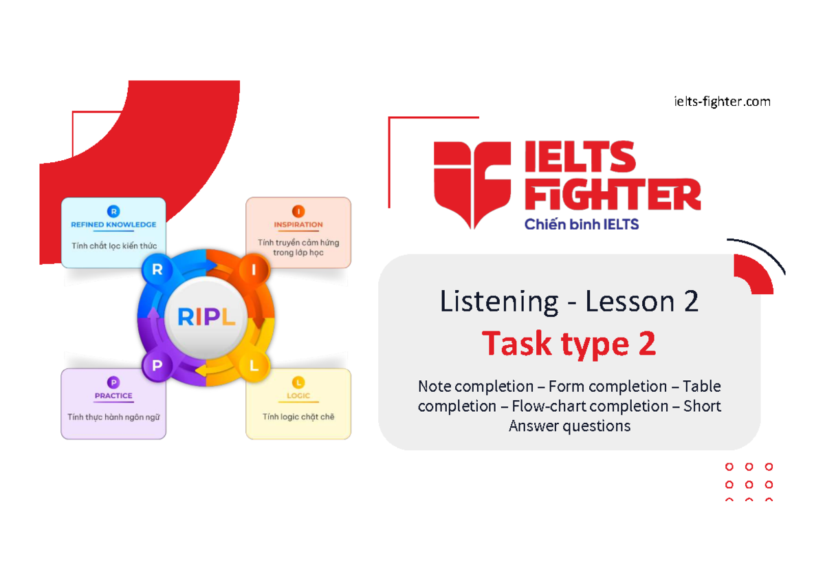 Lesson 5 Listening - Note Completion & Task Strategies - Studocu