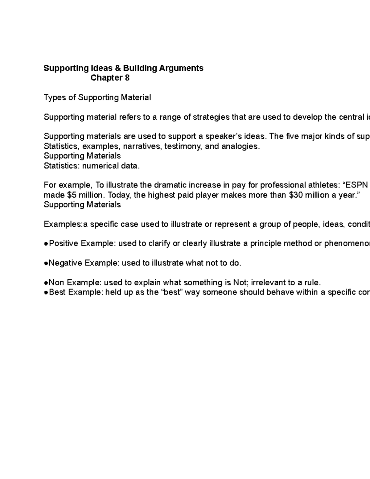 Chapter 8 notes - Supporting Ideas & Building Arguments Chapter 8 Types ...
