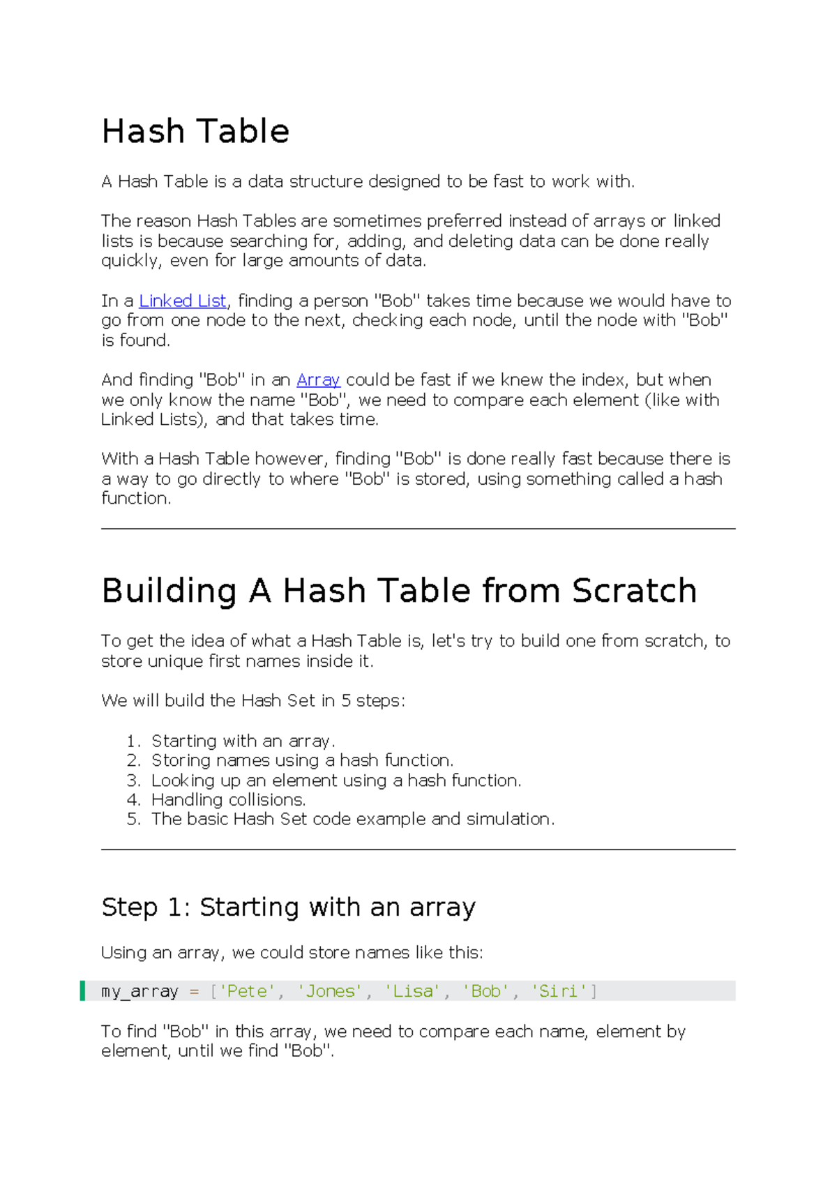 Hash Table: Understanding and Building from Scratch - Studocu