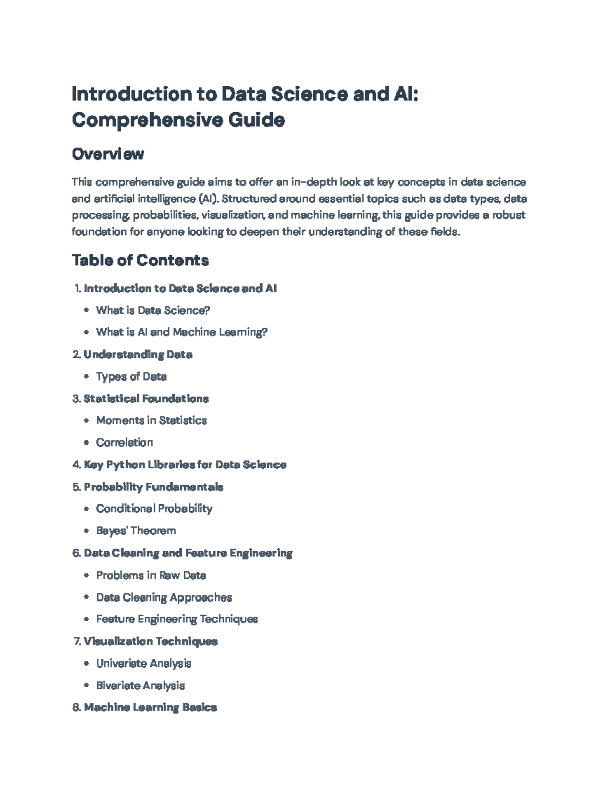 Data Science and AI Comprehensive Guide: Key Concepts and Fundamentals ...