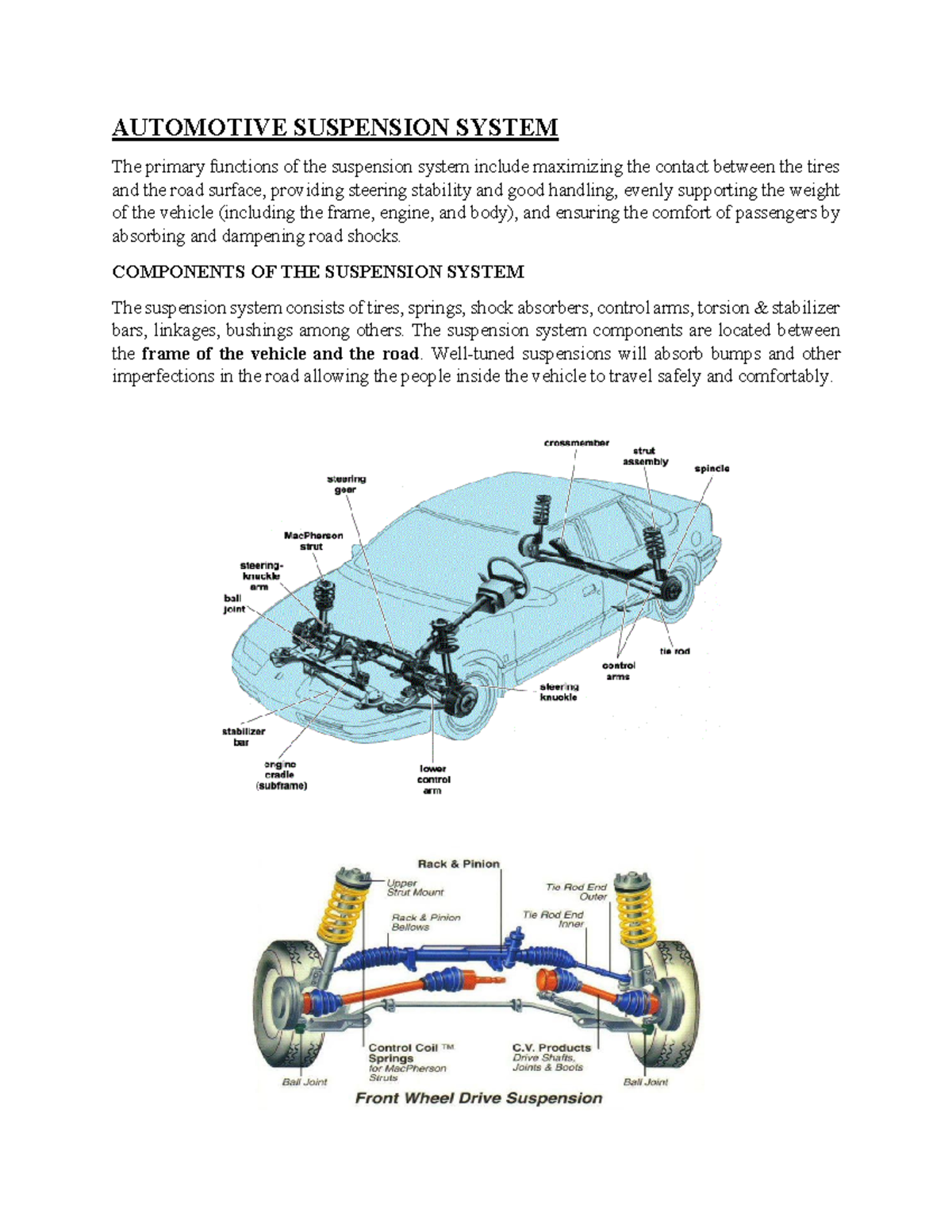 AUT 101: Comprehensive Notes on Automotive Systems and Issues - Studocu