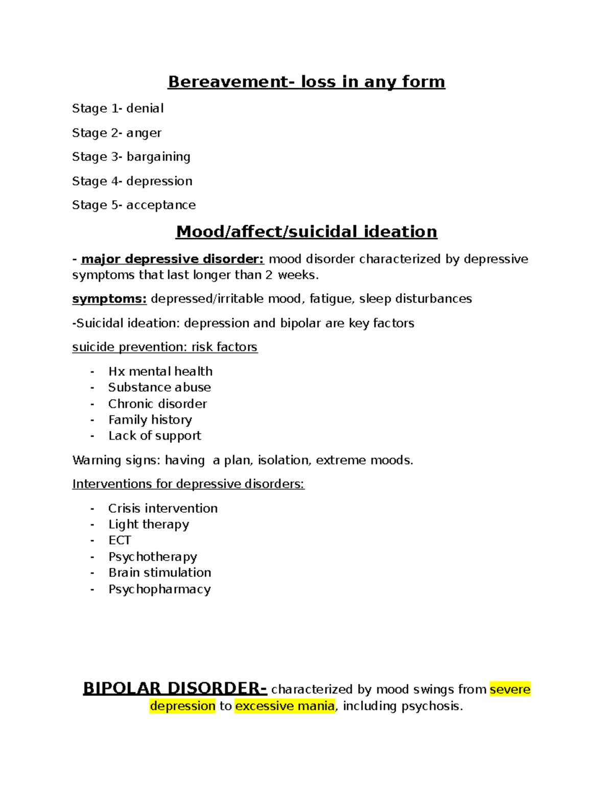 EXAM 2 Study Guide: Understanding Mood Disorders and Psychopathology ...