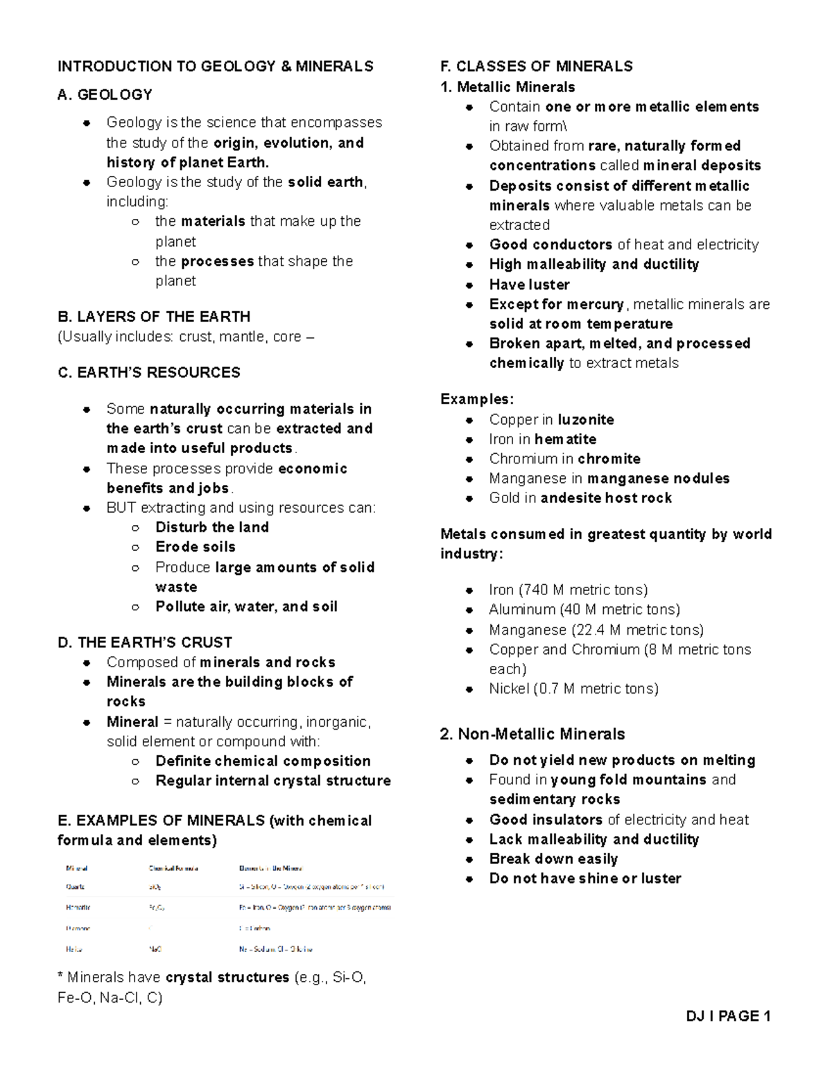 ENV SCI 101: Final Exam Notes on Geology and Mineral Resources - Studocu