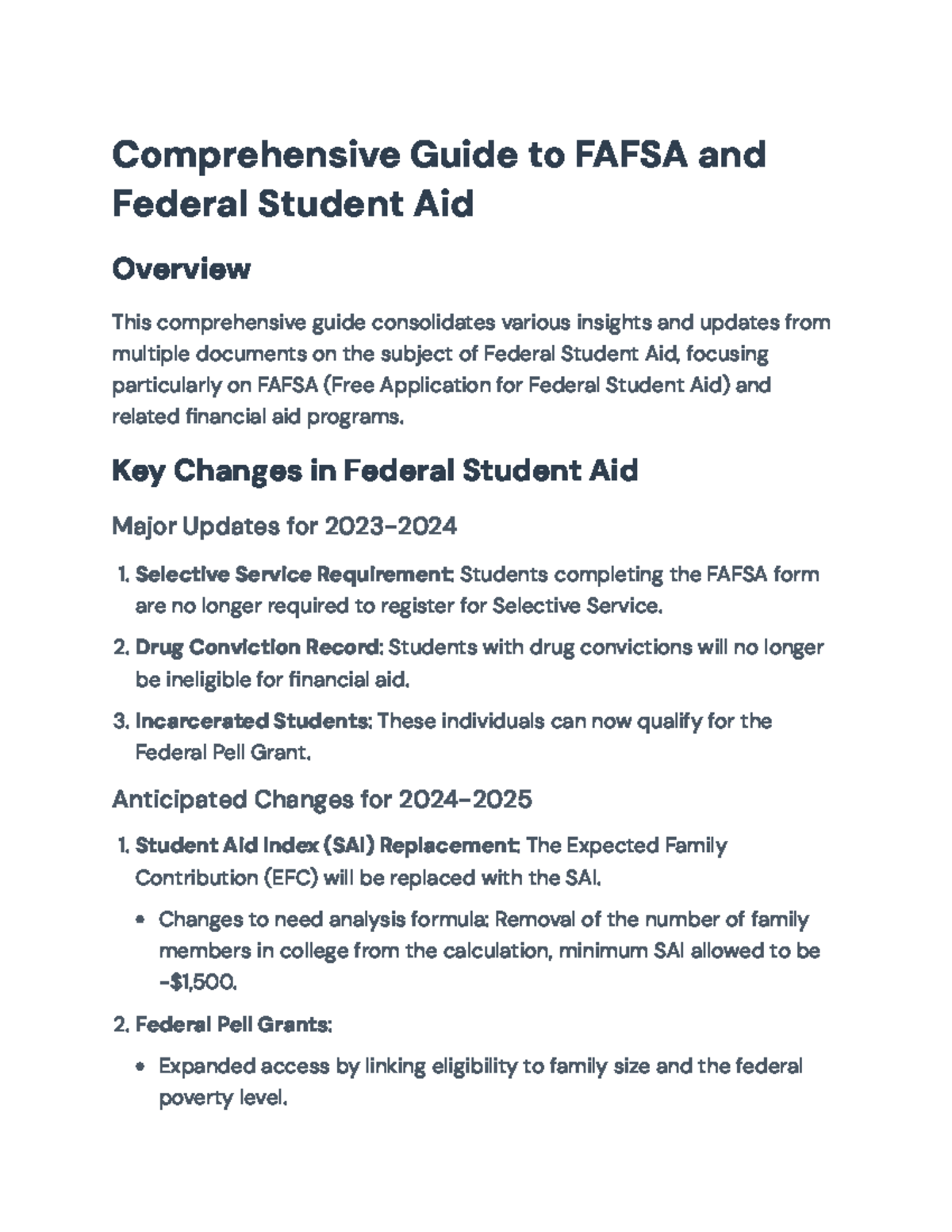 Comprehensive Guide to FAFSA & Federal Student Aid 2023-2024 ...