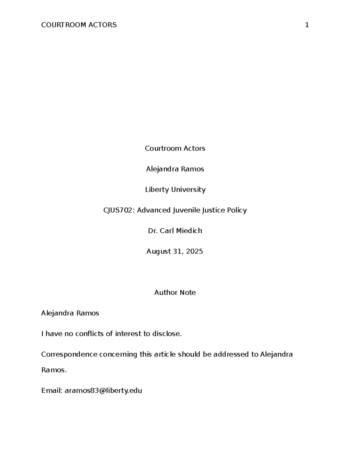 CJUS702: Courtroom Actors - Roles in Juvenile Justice System - Studocu