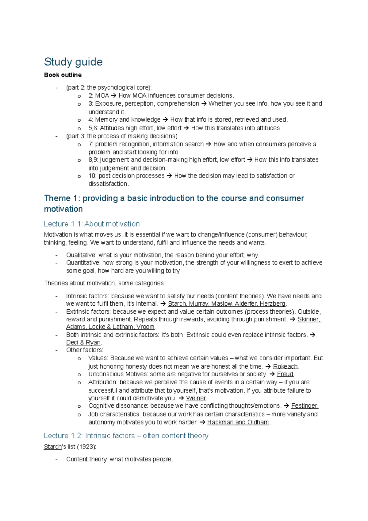 Study Guide: Consumer Behaviour (Part 2 & 3) - MOA, Motivation, and ...