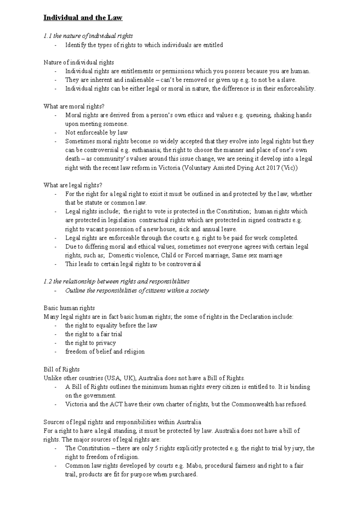 Individual Rights and Responsibilities in Law: A Comprehensive Overview ...