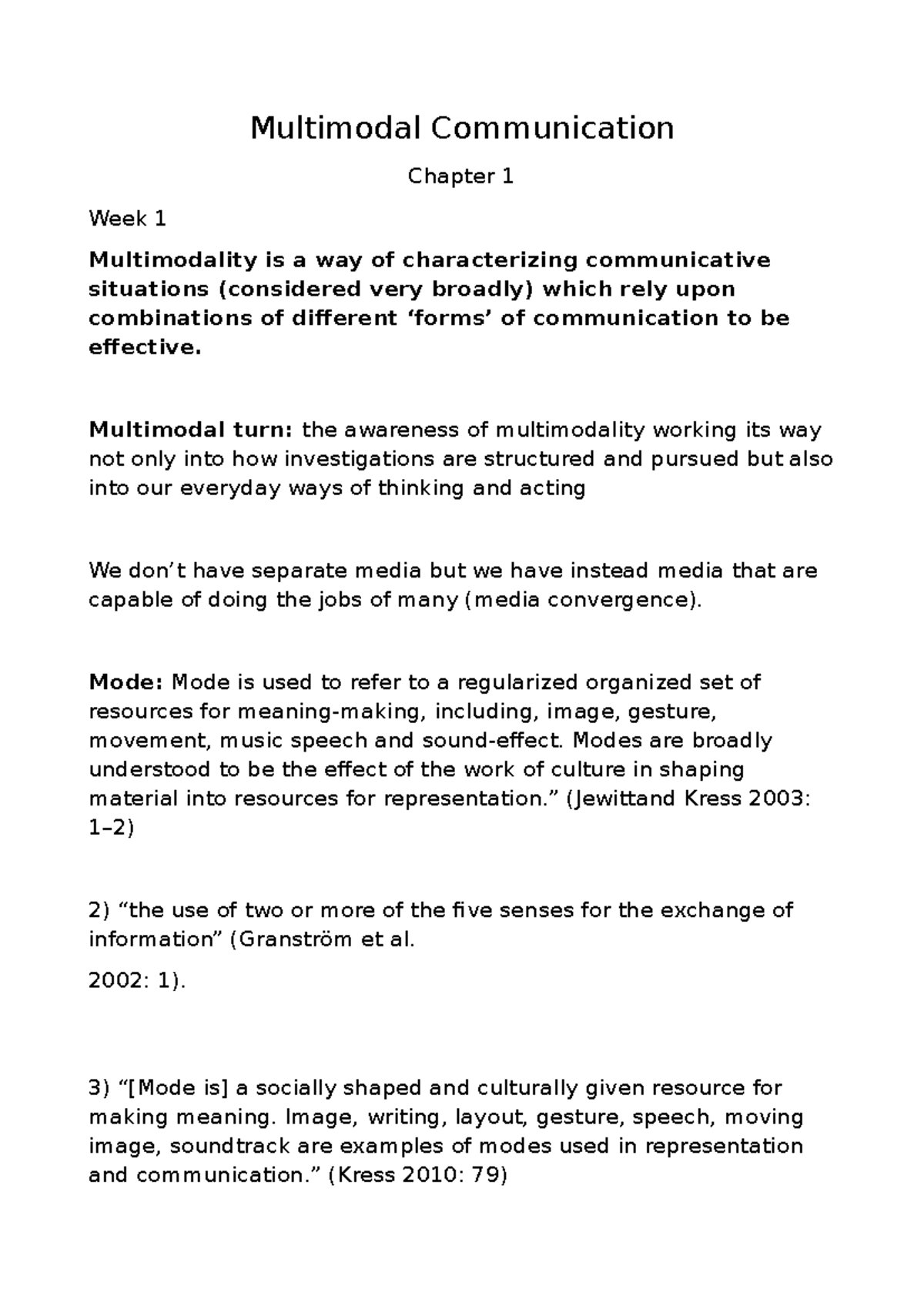 Multimodal Communication Summary: Key Concepts and Insights from ...