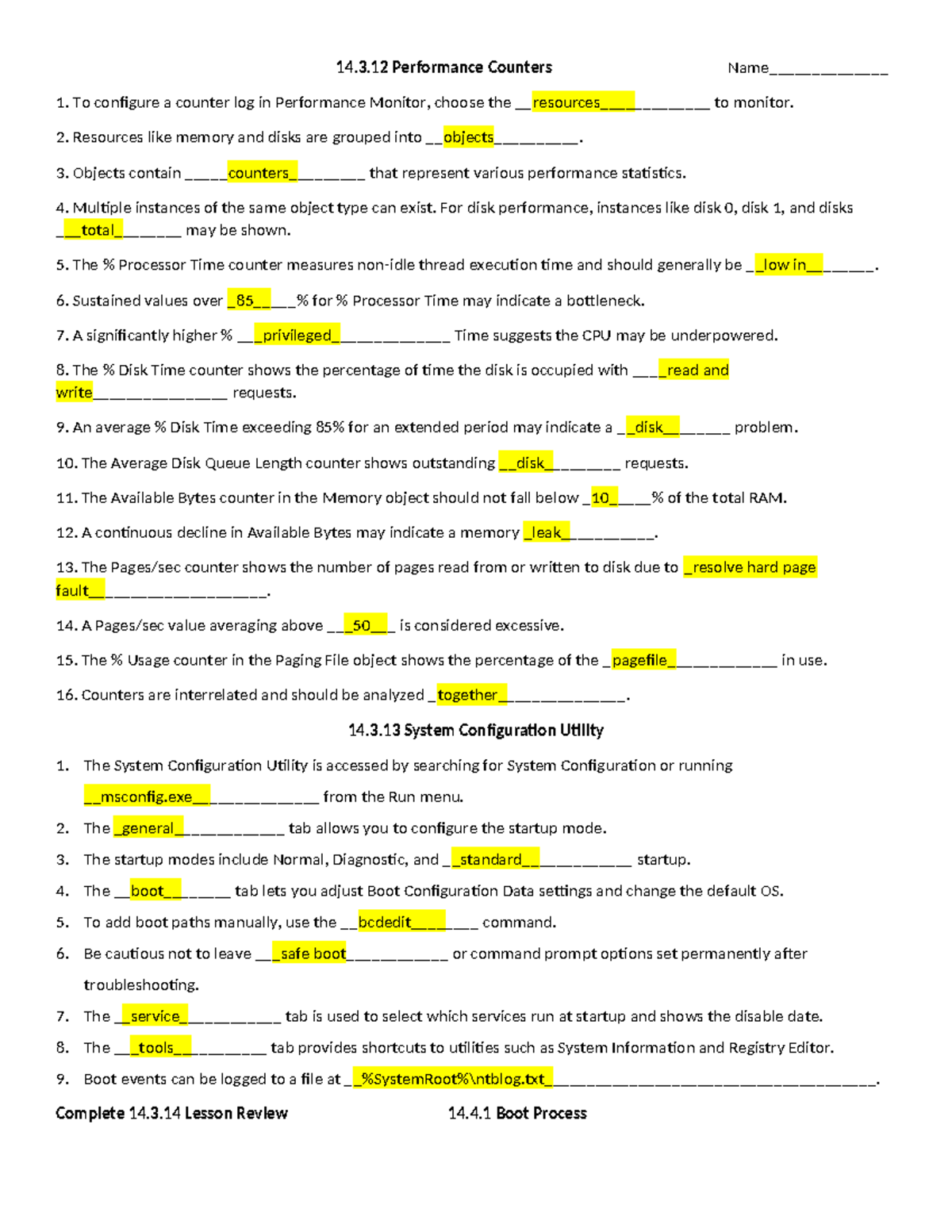14.3.12 Performance Counters Review and Key Concepts - Studocu