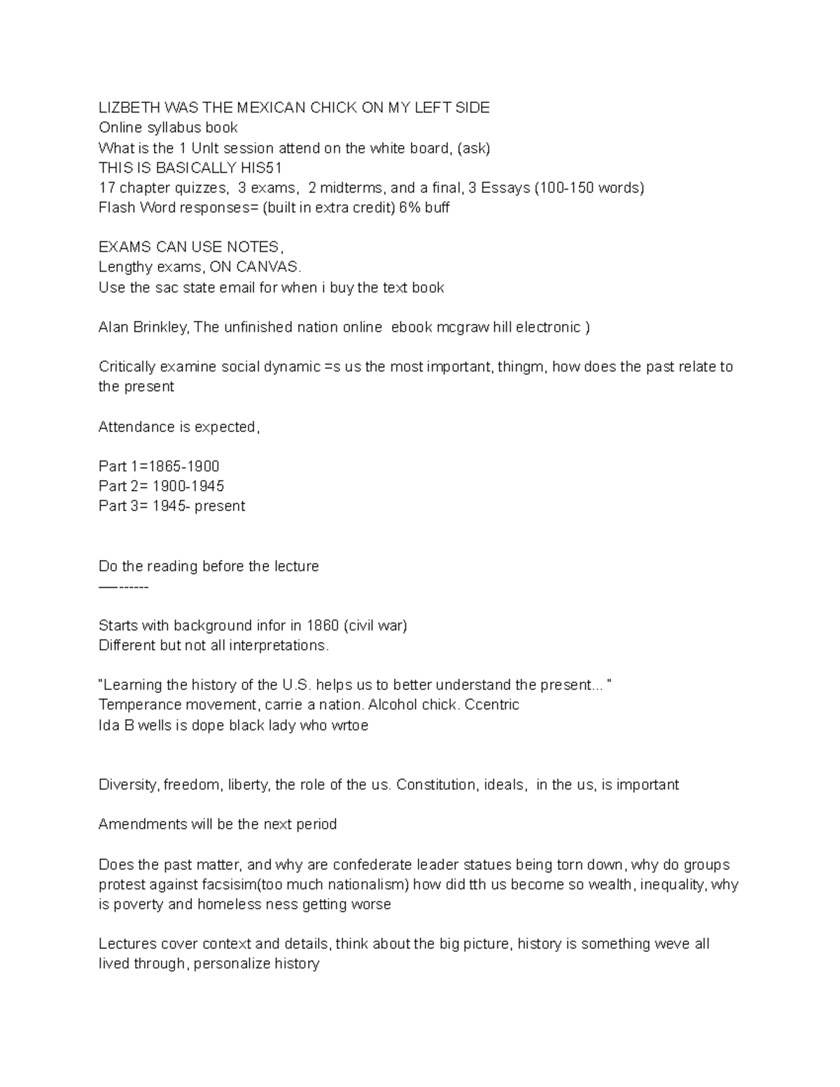 HIST17B Syllabus Overview and Mini Lecture Insights (08/29/22) - Studocu