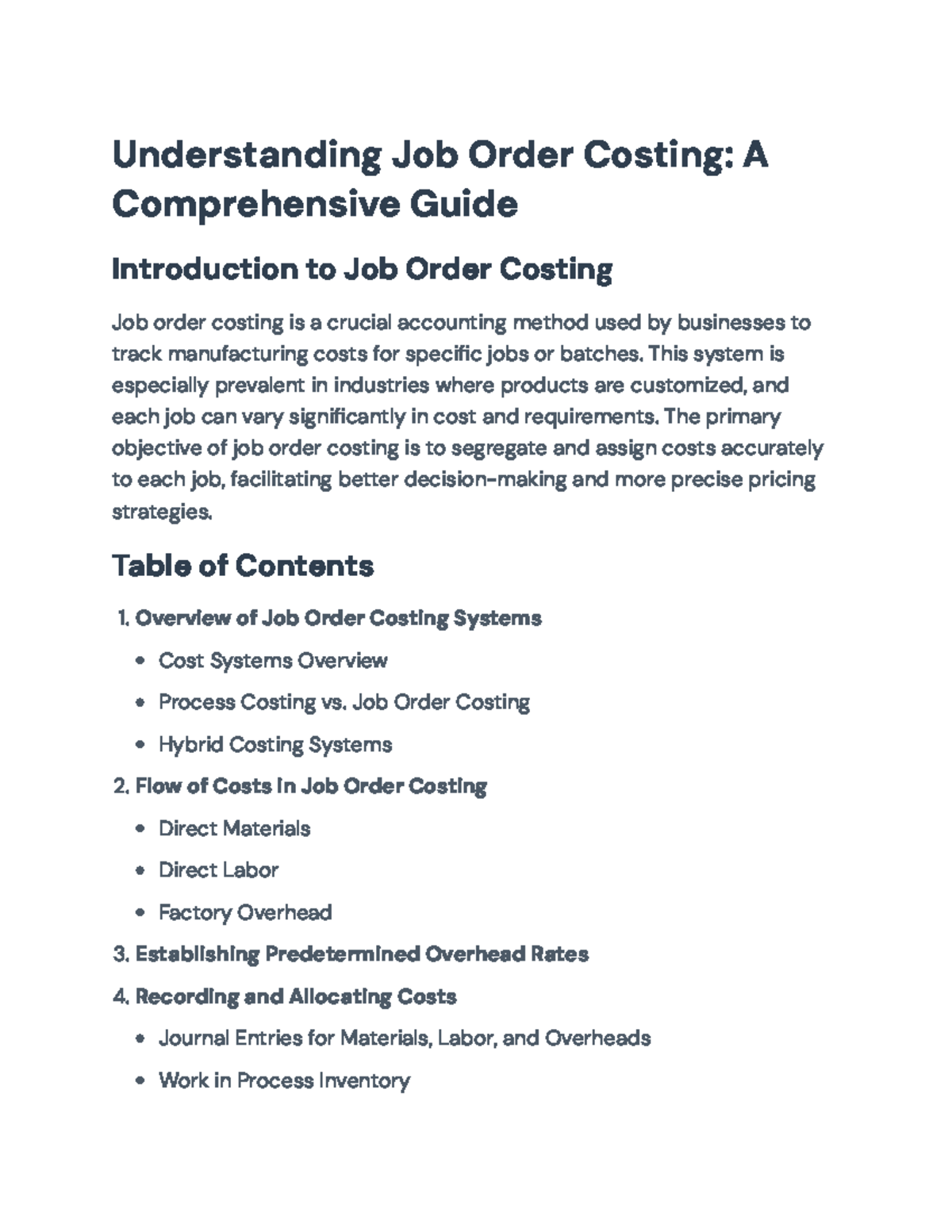 Job Order Costing: A Comprehensive Guide for Accounting Practices ...