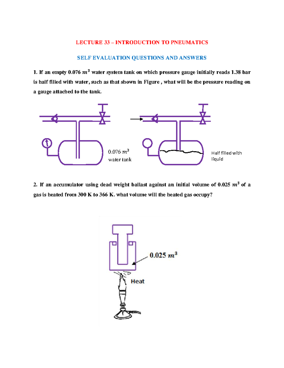 LECTURE 33: INTRO TO PNEUMATICS - SELF EVAL Q&A - Studocu