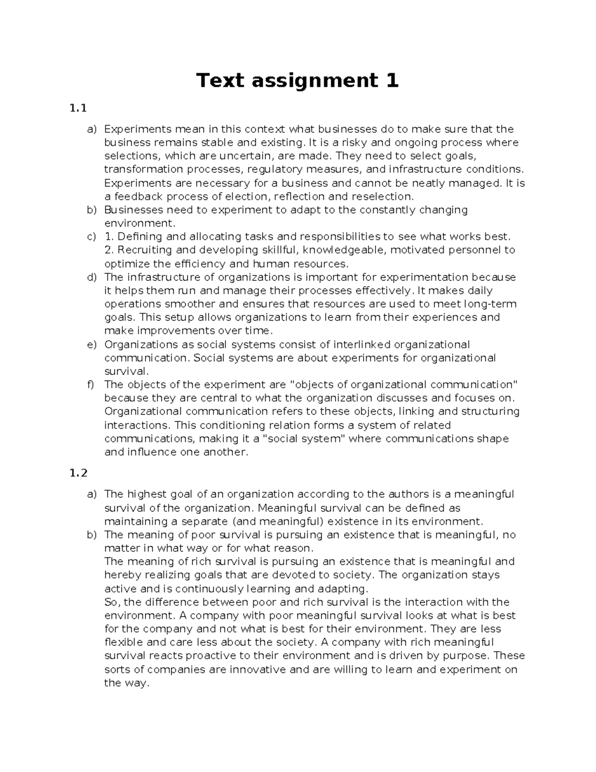 Text Assignment 1 Insights: Business Experimentation and Design ...
