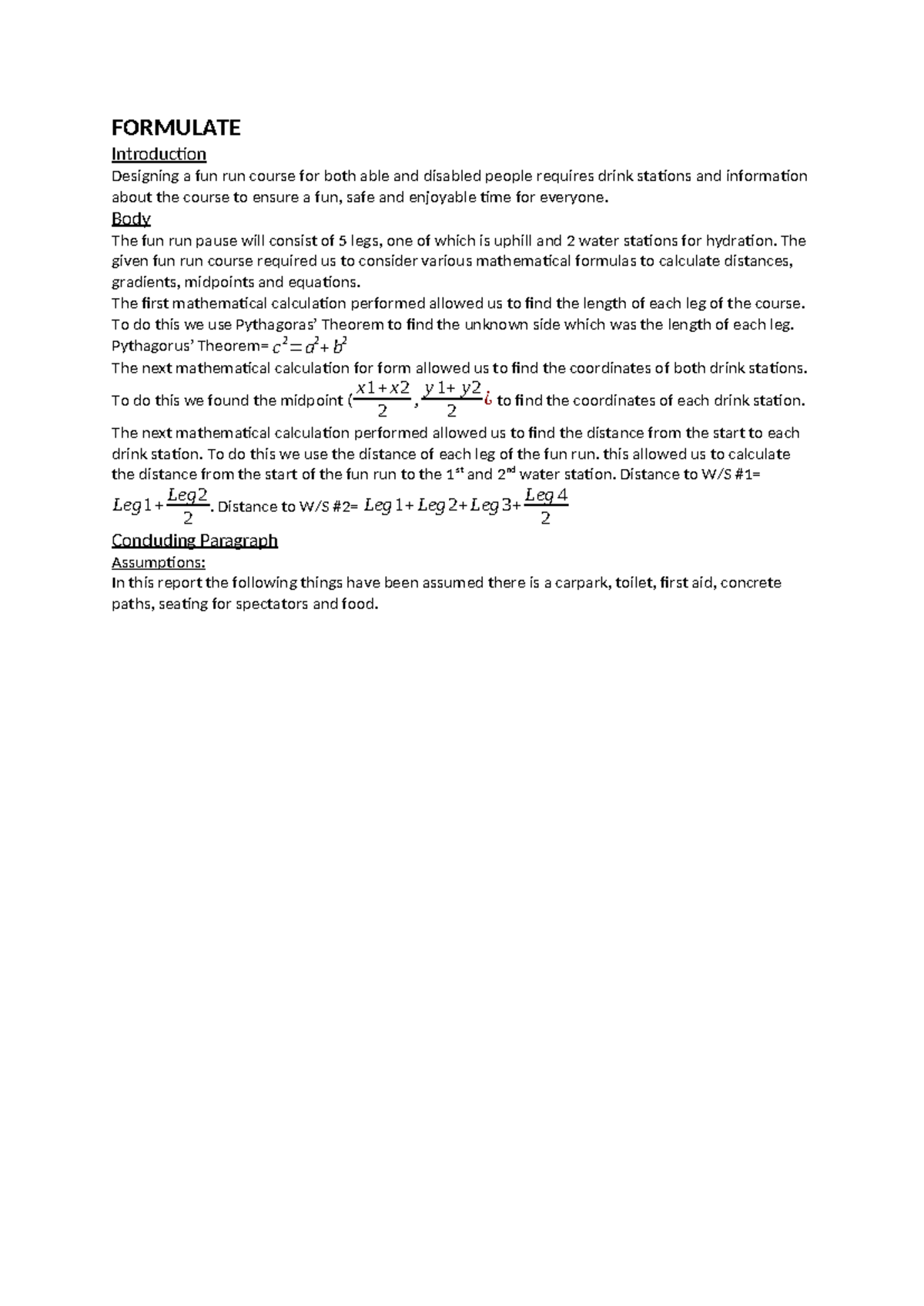 Analysis for maths assignment - FORMULATE Introduction Designing a fun ...