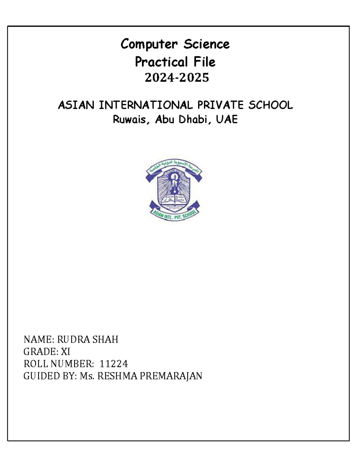 Computer Science Practical File - Python Programming (Grade XI) - Studocu