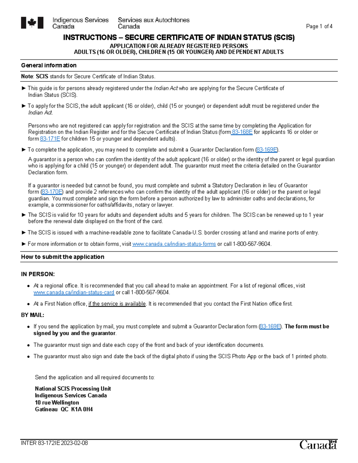 SCIS Application Instructions for Registered Adults & Children - Studocu