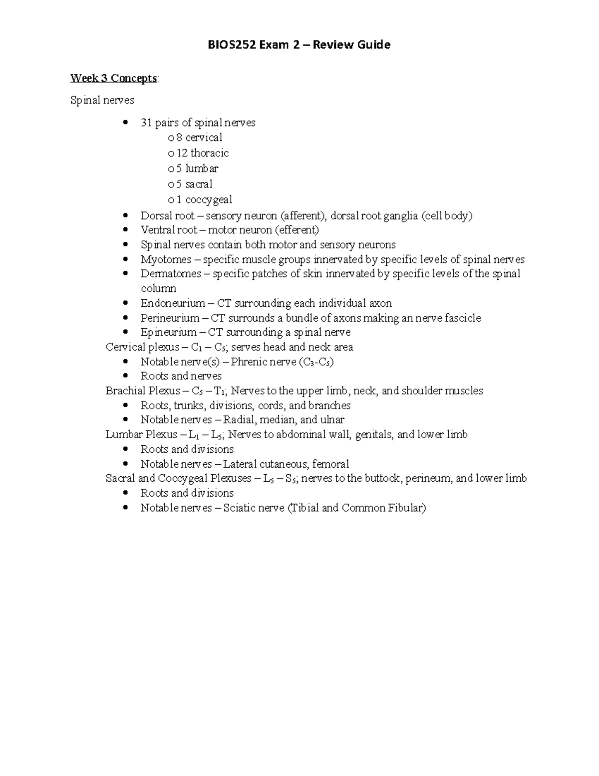 BIOS252 Exam 1 Review Guide - BIOS252 Exam 1 – Review Guide Week 1 ...