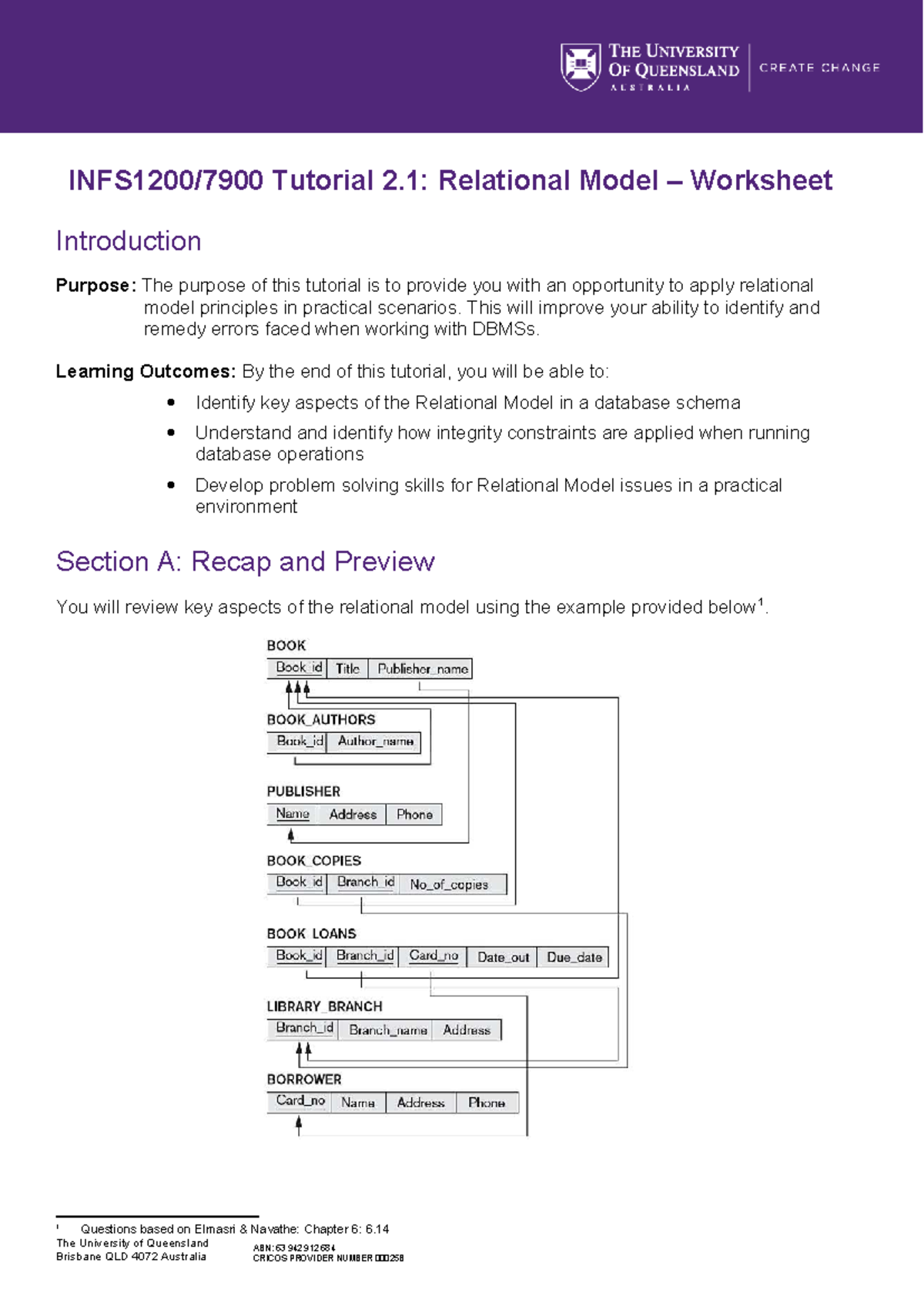 2.1 Relational Model - Practical Worksheet on DBMS Integrity ...