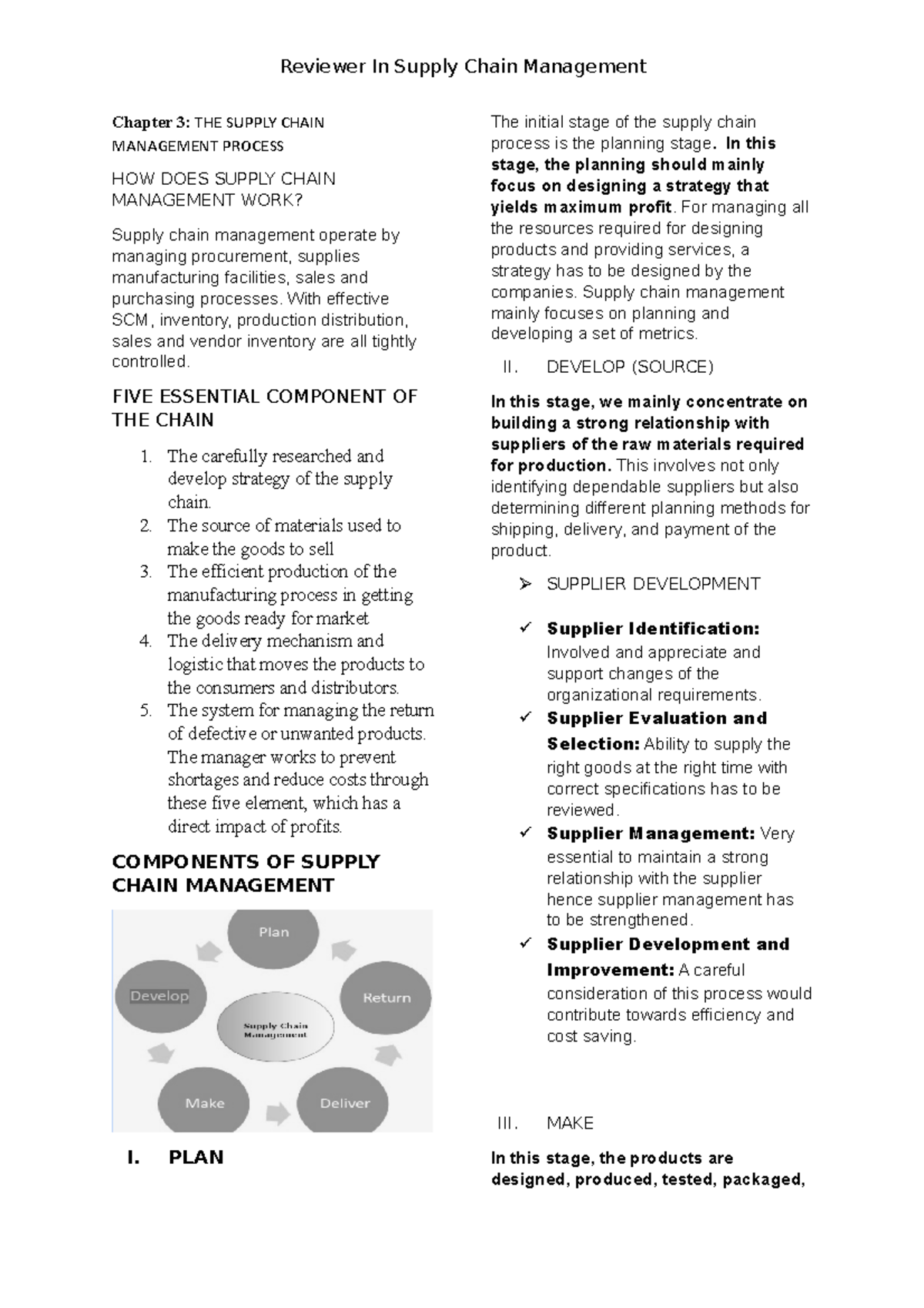 Chapter 3 - Supply Chain Management Process Overview - Studocu