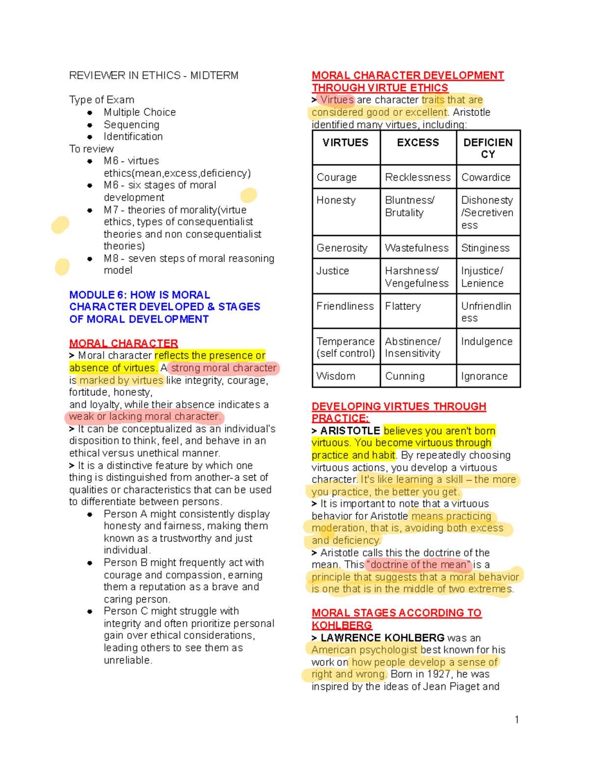 Reviewer in Ethics: Midterm Exam (M6-M8) Study Guide - Studocu
