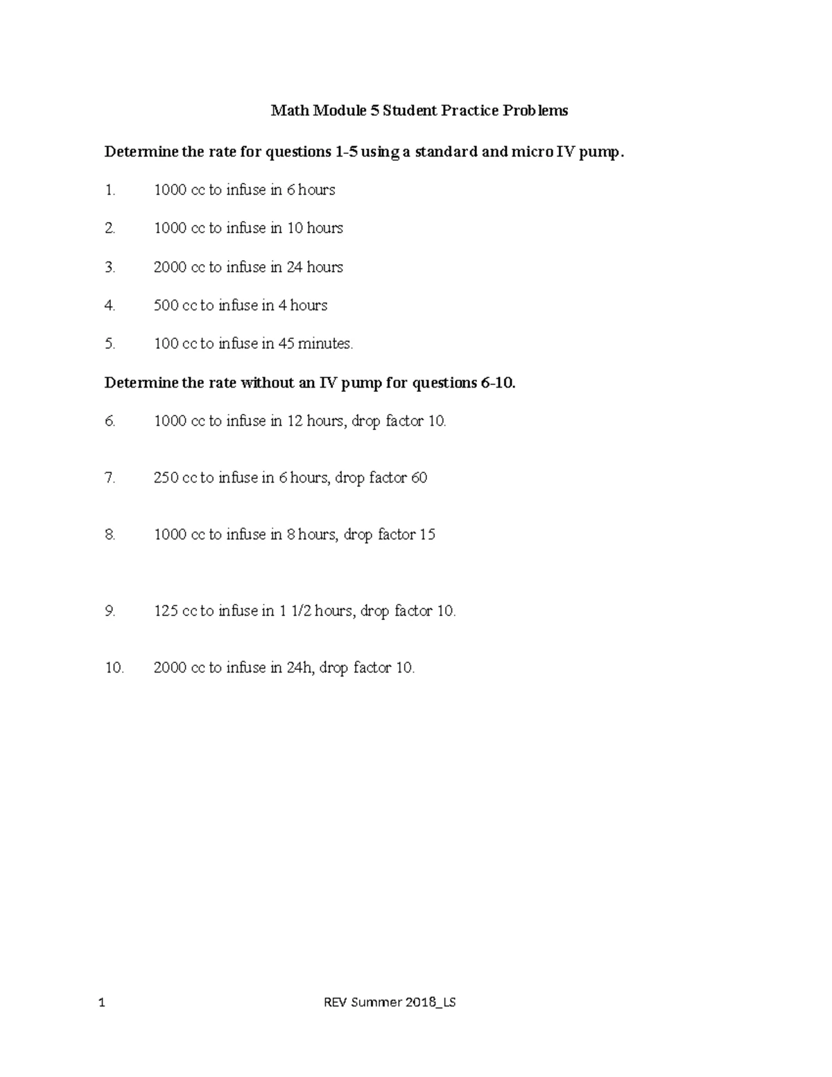 Practice Math Problems 3: Medication Dosage & IV Flow Rates - Studocu