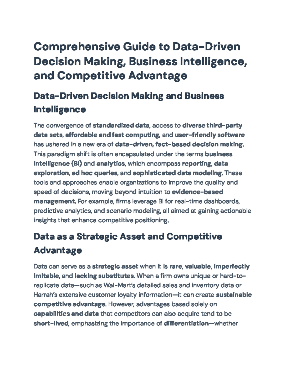 Comprehensive Guide to Data-Driven Decision Making & BI (BUS 101) - Studocu