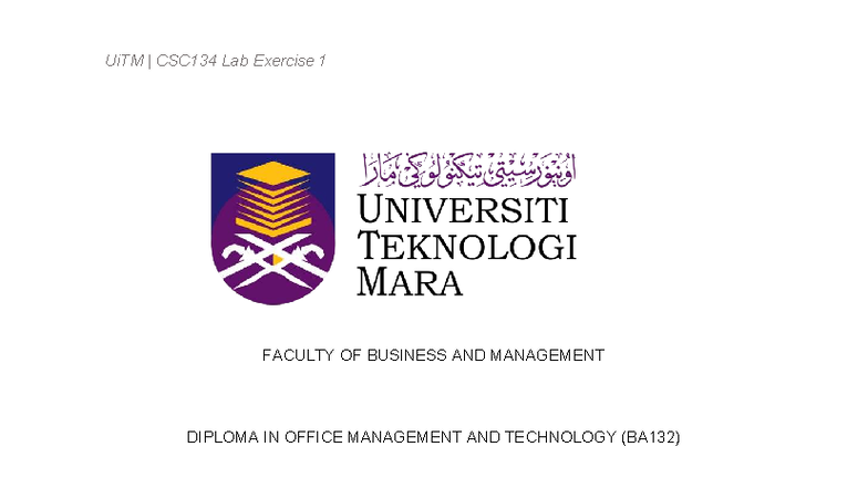 UiTM CSC134 Individual Assignment: Windows OS & MS Word Lab - Studocu