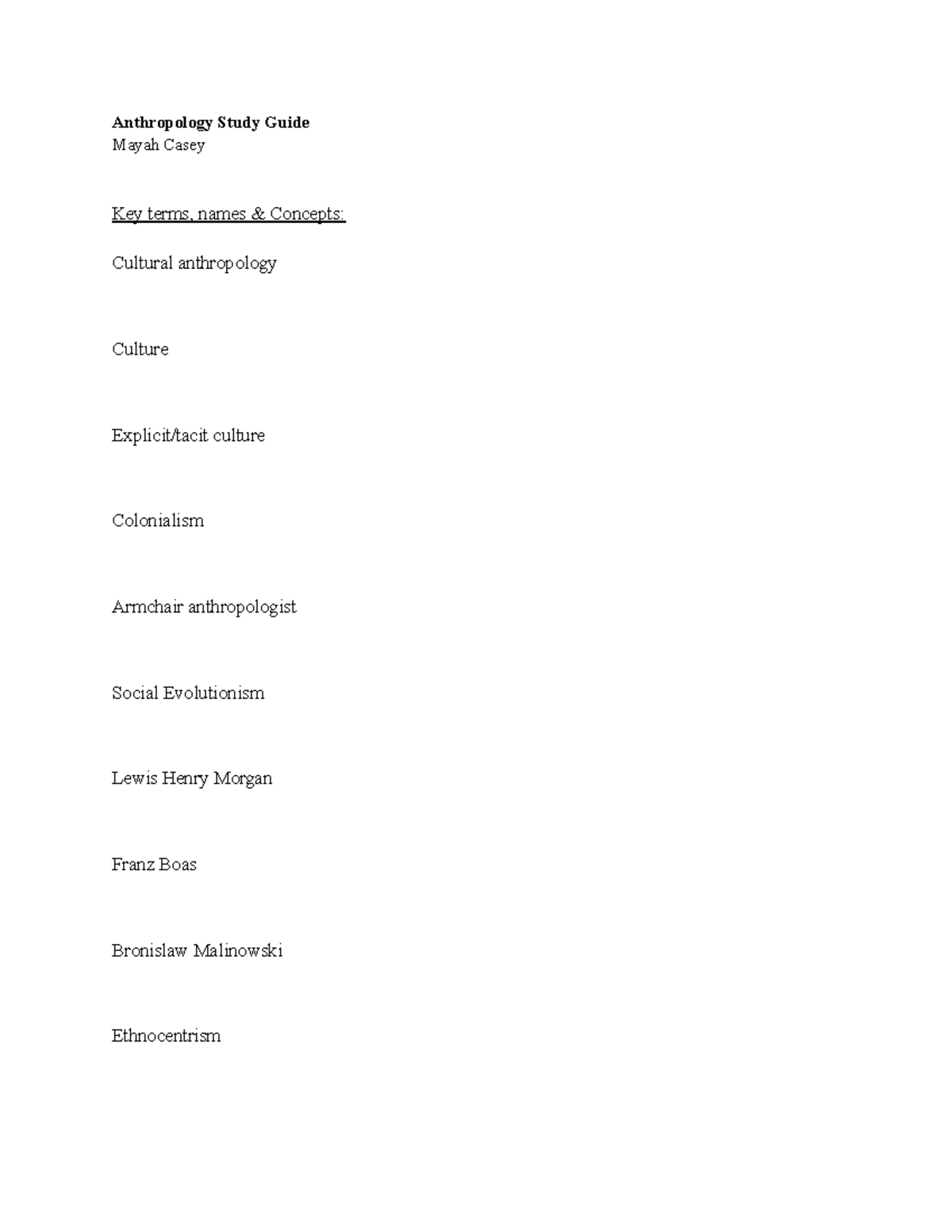 Anthropology Study Guide: Key Concepts & Terms for Exam - Studocu