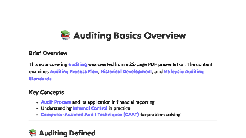 Auditing Basics Overview: Key Concepts and Standards (ACC 101) - Studocu
