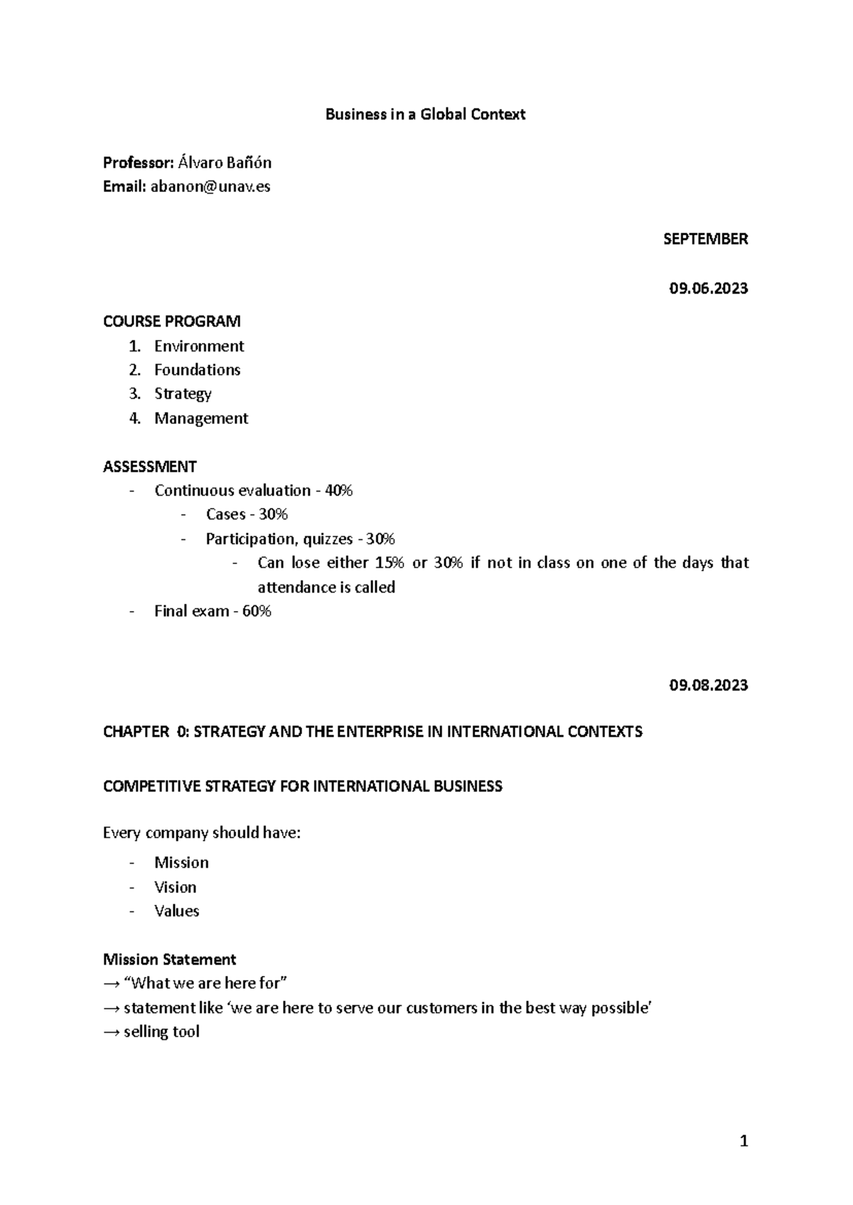 BUS 101 Print Final - Business in a Global Context Notes - Studocu
