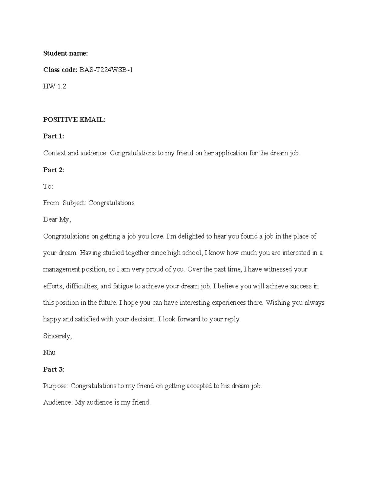 BAS T224WSB 1 HW1 - Positive and Negative Email Examples - Studocu