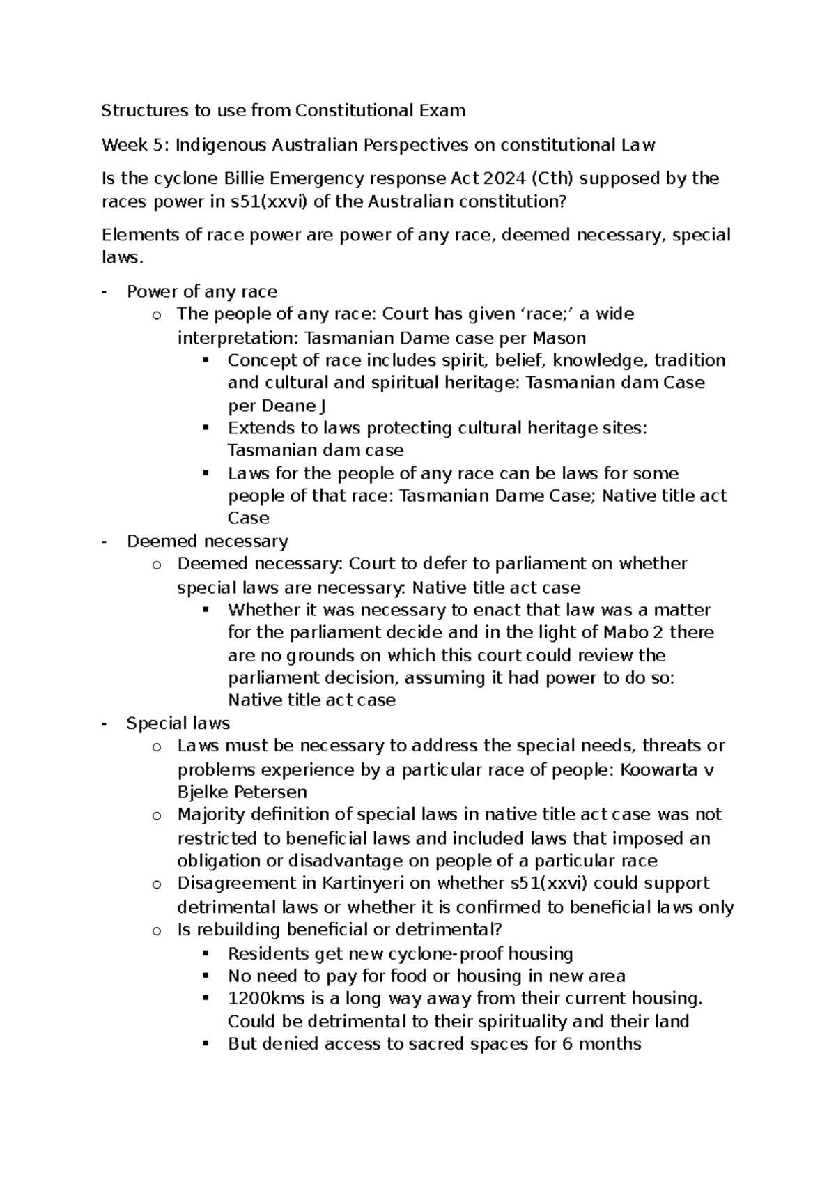 Indigenous Perspectives on Constitutional Law: Exam Week 5 (203) - Studocu