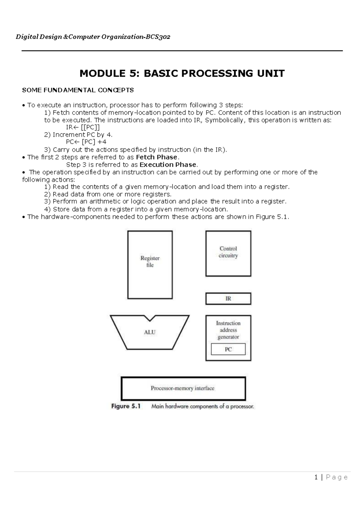 Module 5 DD&CO - Dd and co notes - MODULE 5: BASIC PROCESSING UNIT SOME ...