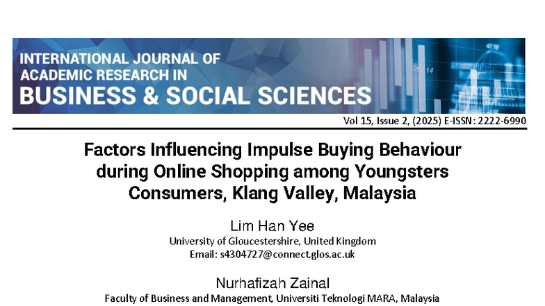 Factors Influencing Impulse Buying Behavior in Online Shopping: A Study ...