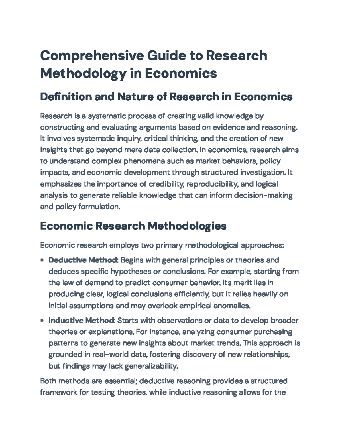 Comprehensive Guide to Research Methodology in Economics (ECO 101 ...