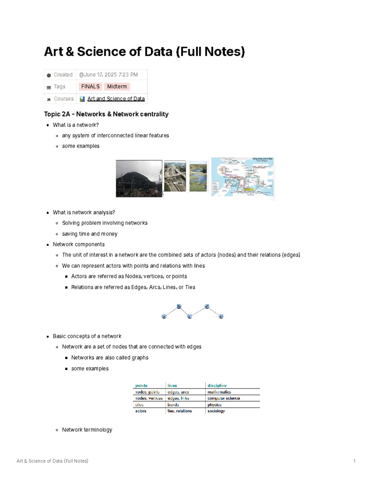 Art and Science of Data (FINALS) Comprehensive Revision Notes - Studocu