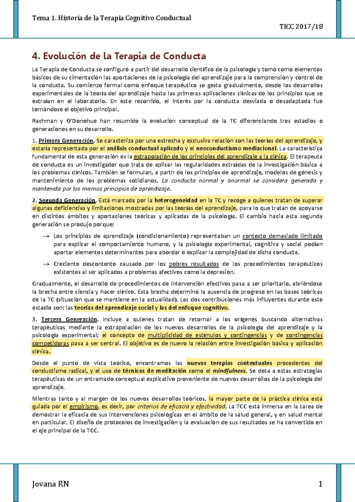 TICC 2017: Historia y Evolución de la Terapia Cognitivo Conductual - Document Preview