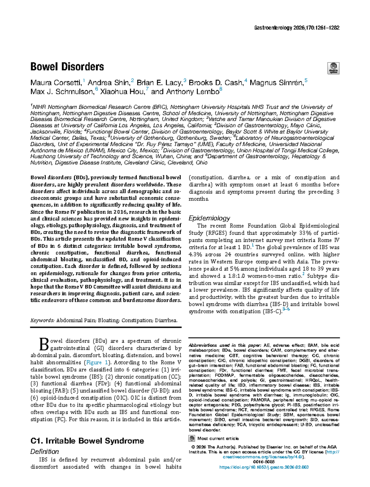 Rome V Classification of Bowel Disorders: Insights and Updates - Studocu