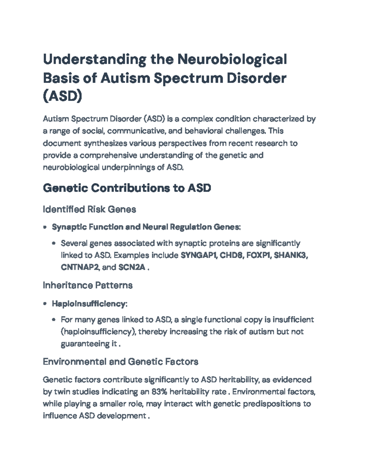 Genetic and Neurobiological Insights into Autism Spectrum Disorder (ASD ...