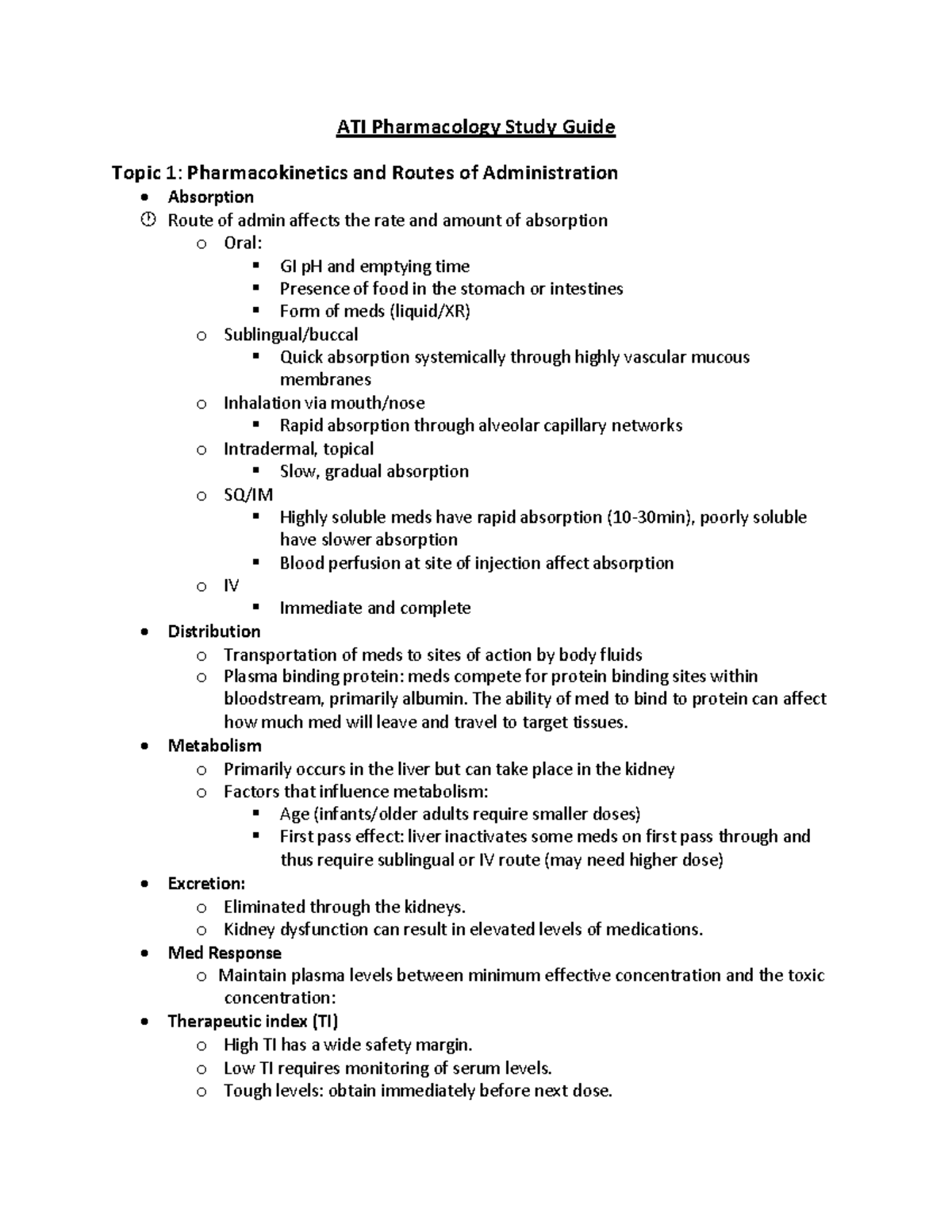 Pharmacology ATI Final Exam Study Guide: Key Concepts & Medications ...