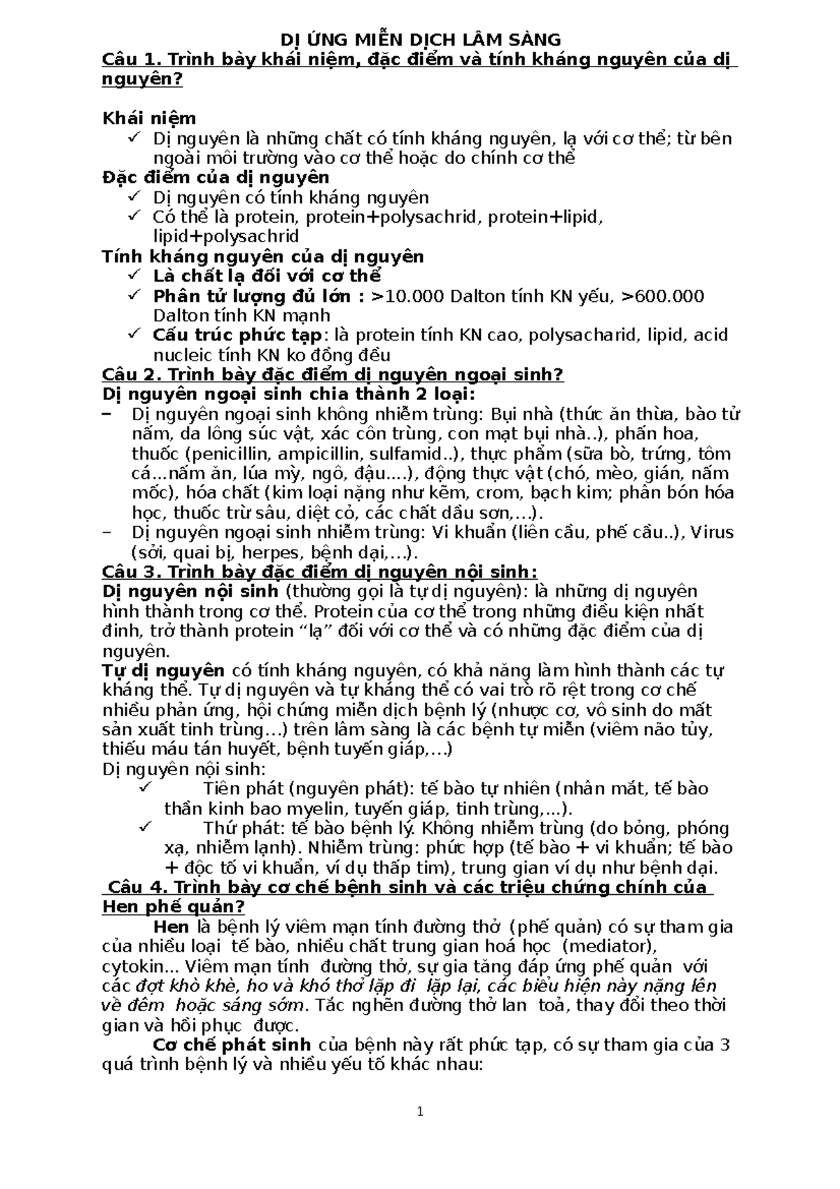 DỊ ỨNG MIỄN DỊCH LÂM SÀNG - TỔNG HỢP KIẾN THỨC CHO KỸ THUẬT Y HỌC - Document Preview
