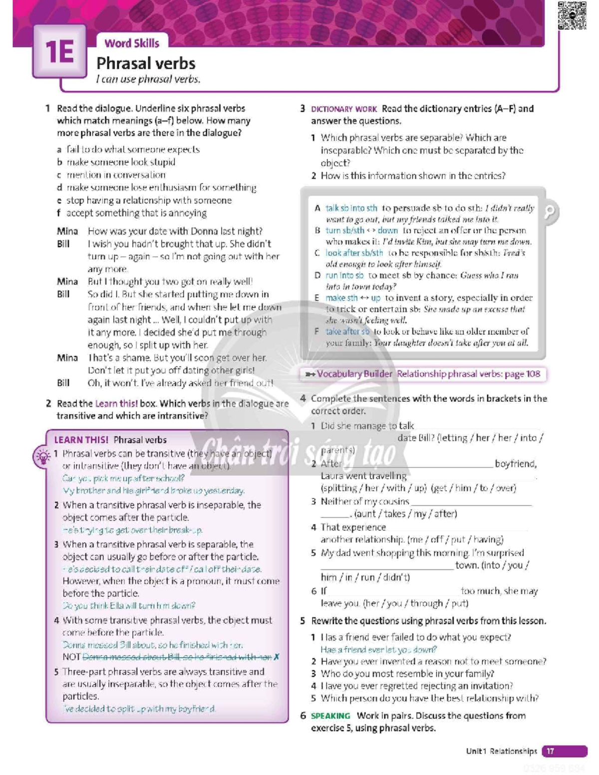 IELTS Unit 1: Phrasal Verbs and Relationships Study Guide - Studocu