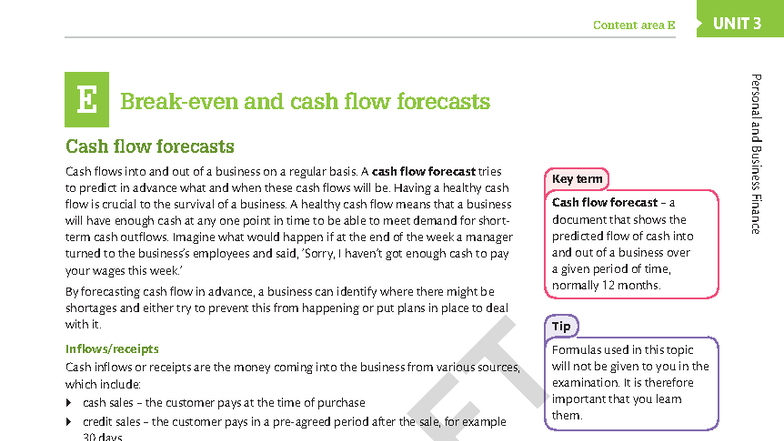 Cash Flow Forecasts: Understanding Inflows and Outflows (Unit 3) - Studocu