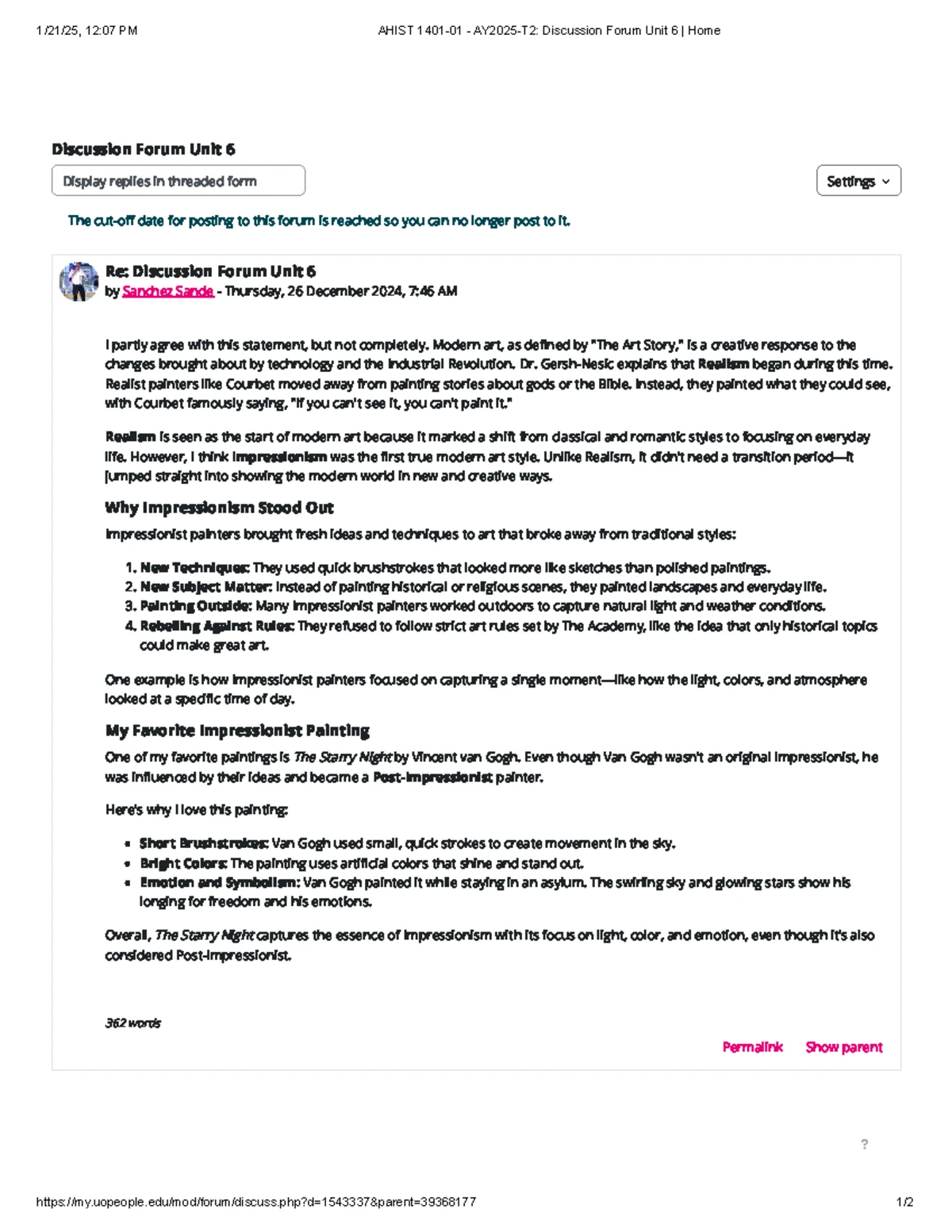 AHIST 1401-01 - AY2025-T2 Discussion Forum: Unit 3 Analysis of Fort ...