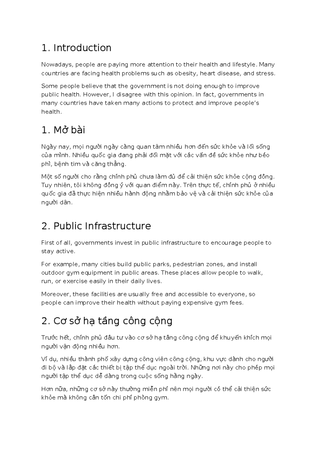 Essay on Government Actions for Public Health Improvement EN VI - Studocu